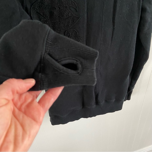 FOX RACING Zip Up Sweatshirt Jacket Black Embroidered Small Pockets Thumbholes - Picture 5 of 16